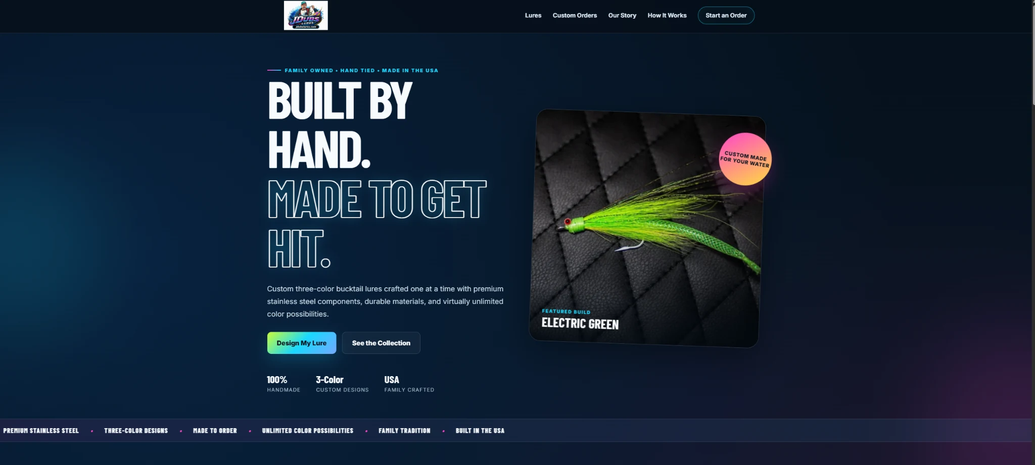 JDubs Lures website design